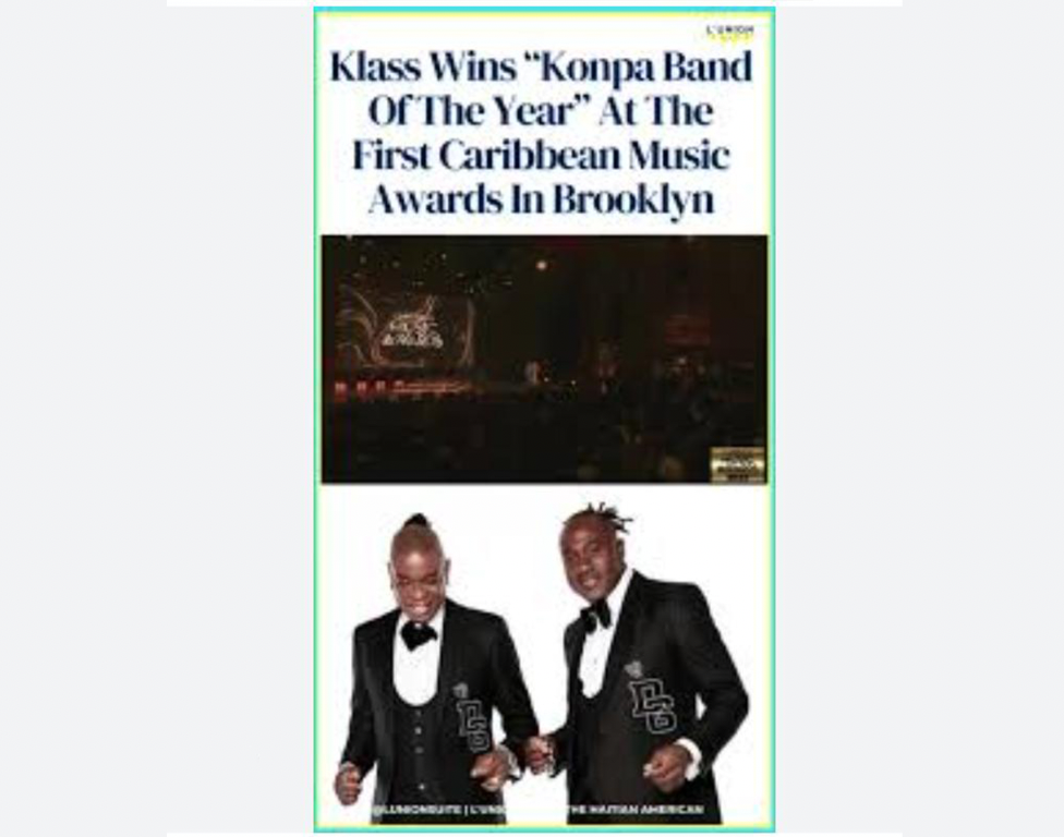 Carribean Music Awards :  KLASS remporte le prix du groupe Konpa de l’année 2023